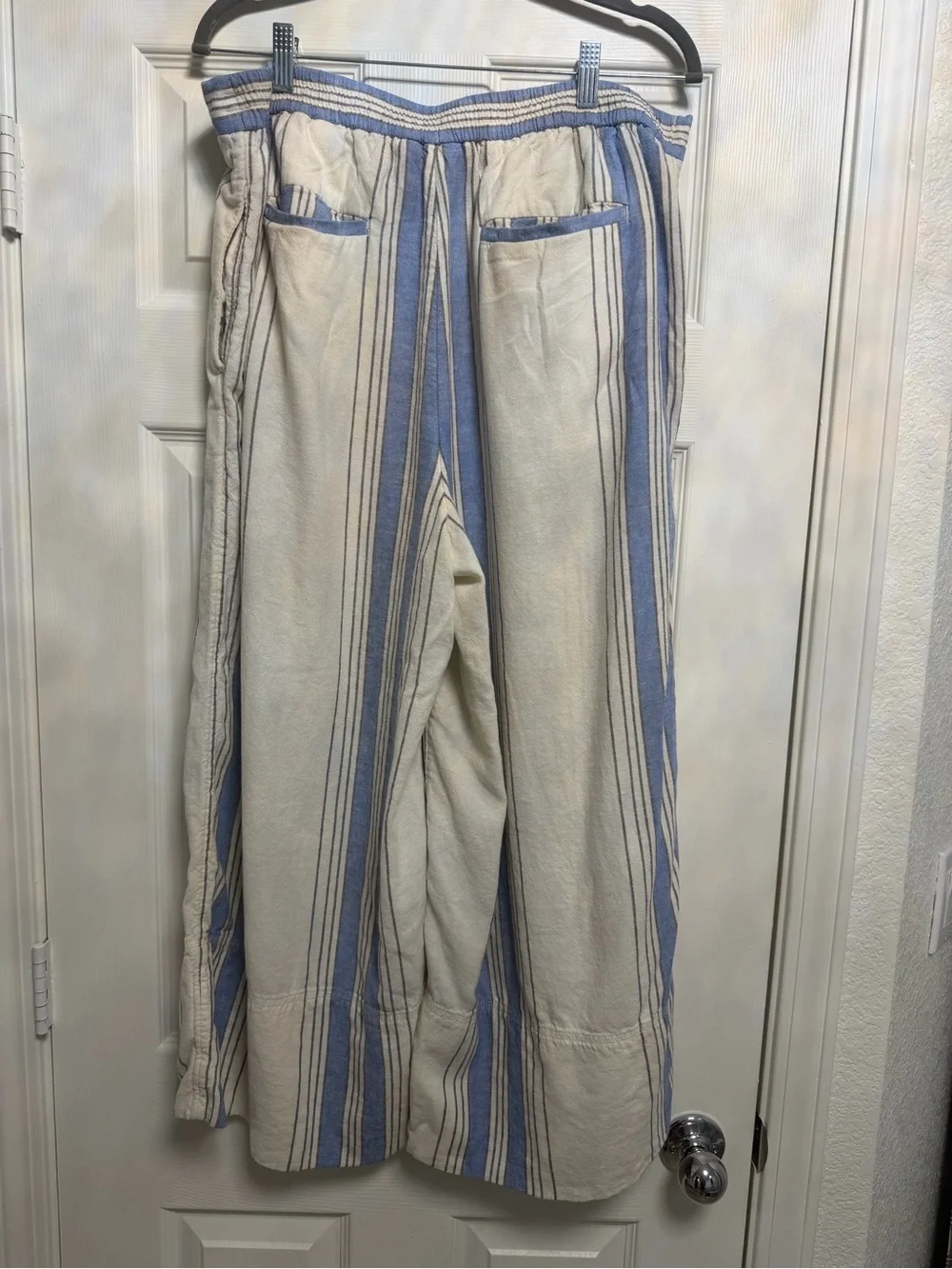 Banana Republic Striped Wide-Leg Cropped Linen Blend Pants women’s size large.
